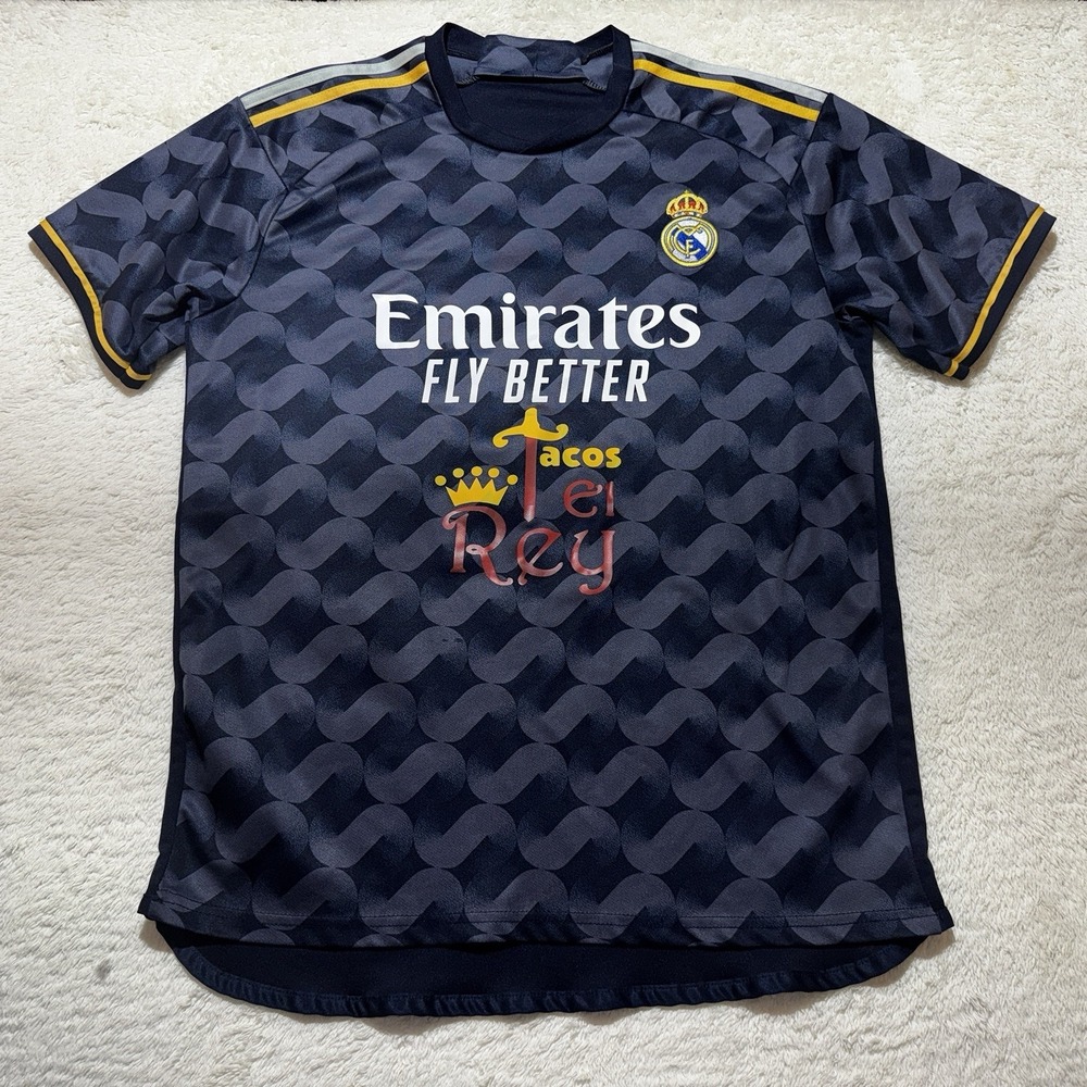 Real Madrid Adidas Soccer Jersey Camba #9 Emirates Fly Better Dark Blue